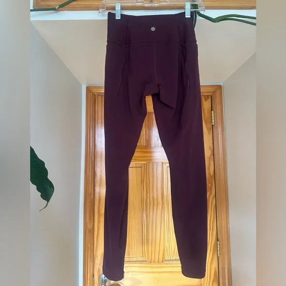 Athleta Transcend Stash High Rise Legging Small Burgundy Maroon Spiced Cabernet - Picture 4 of 9